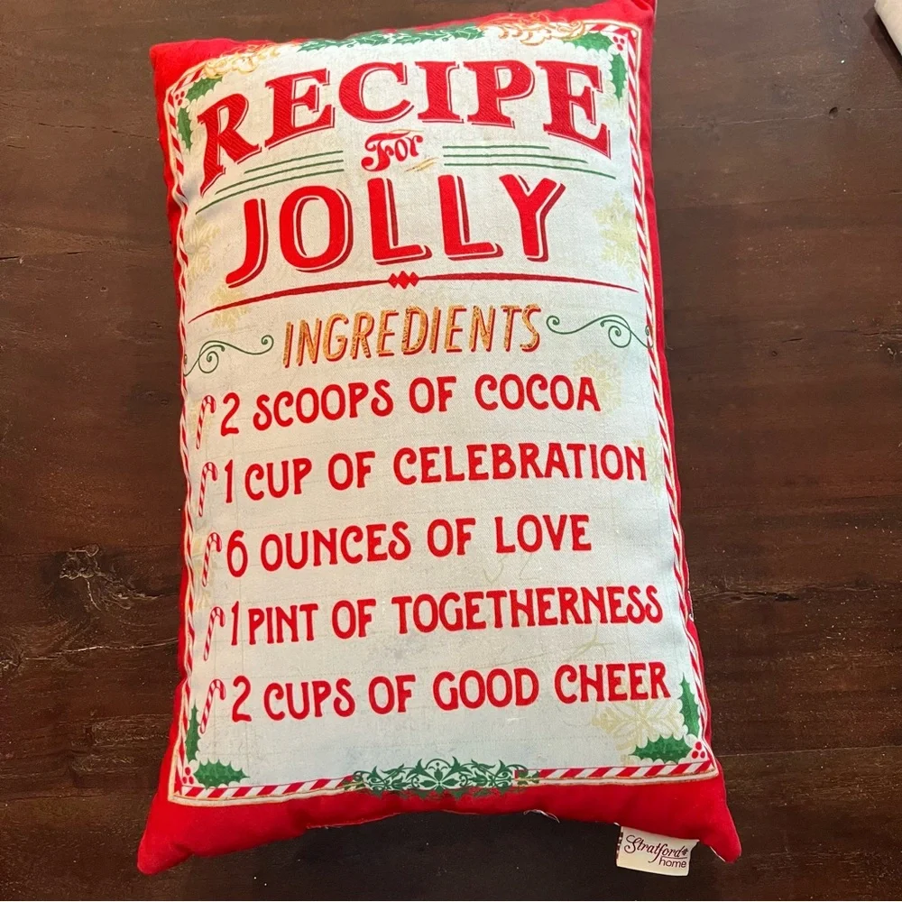 Recipe For Jolly Holiday Pillow - Red, Green, and White